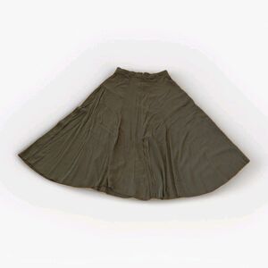 Vintage Y2K A.K.F. New York Size Medium Olive Green ALine Skirt Academia